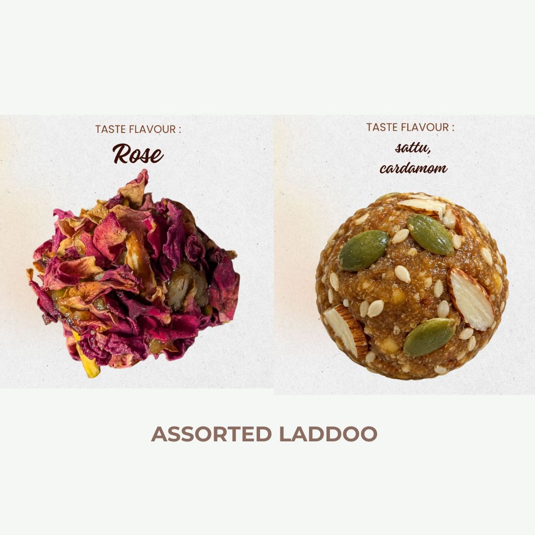 Assorted laddoo - 6 pc shahi laddoo, 6 pc sattu makhana laddoo
