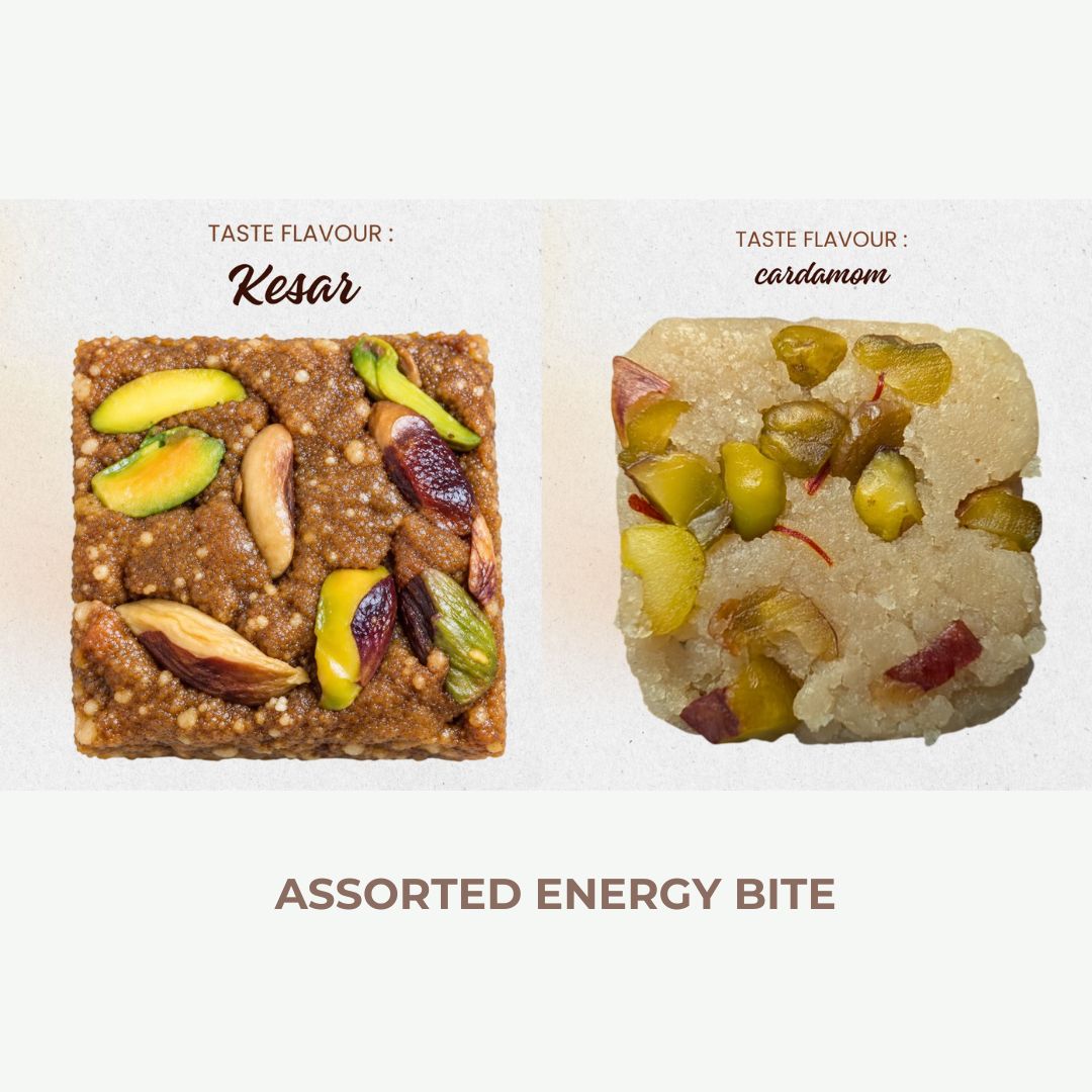 Assorted energy bite - 6 pc Cashew monk, 6 pc Kesar pista